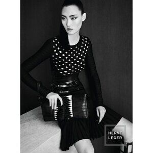 Herve Leger Black Pernilla Fit & Flare Bandage Short Dress, Size XS NWT!